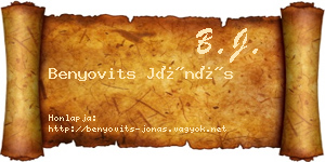 Benyovits Jónás névjegykártya